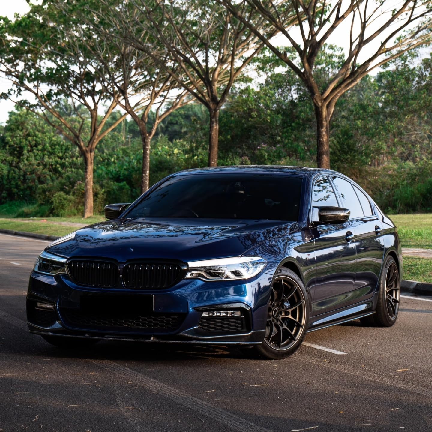 Front Bumper Lip Splitter Spoiler Fit for BMW 5 Series M550i/ 530e/ 530i/ 540i 2017 2018 2019 2020 Accessories (G30 M Sport Model Only), Carbon Fiber Look Air Chin Body Kit Exterior Parts