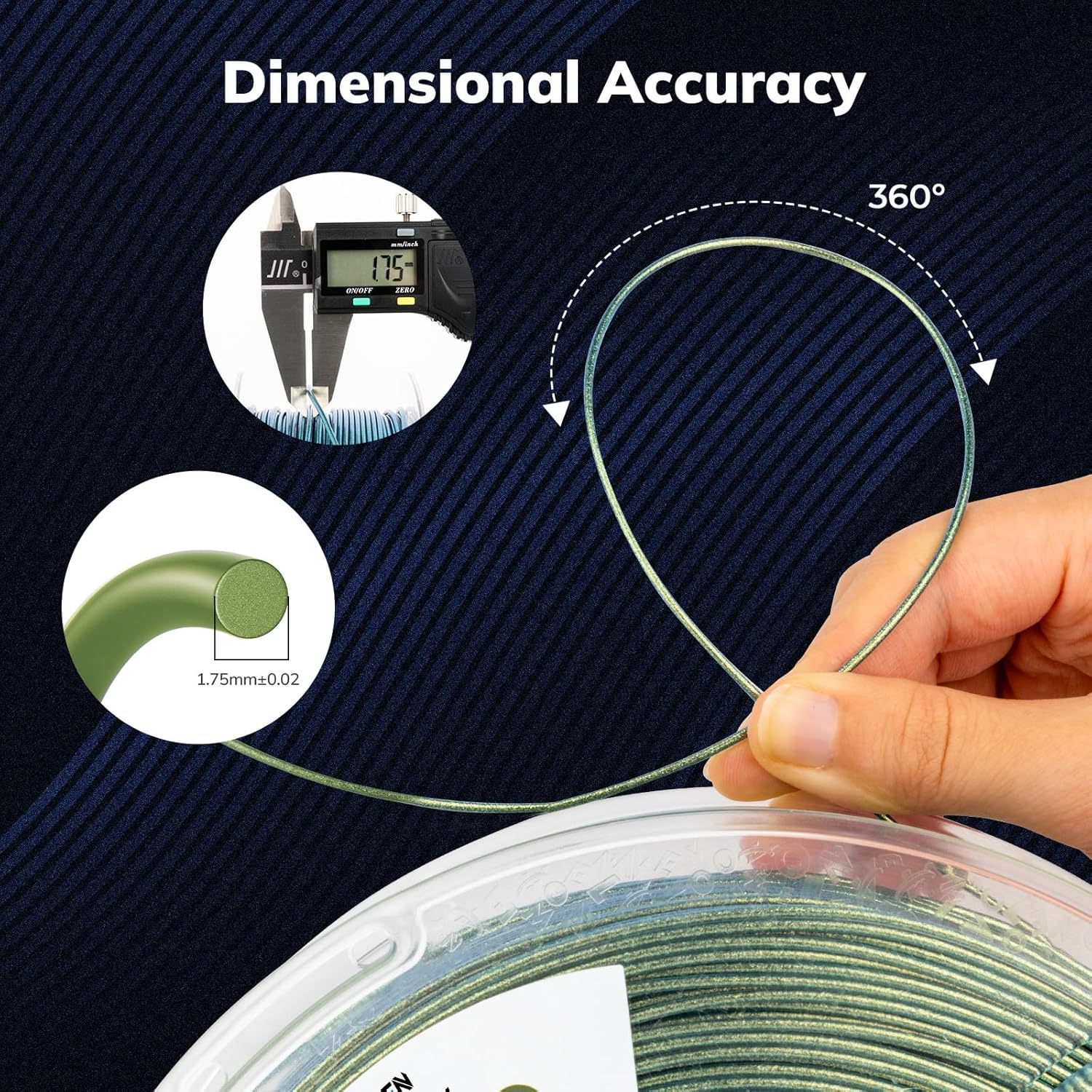 AMOLEN PLA 3D Printer Filament, Galaxy Green Color Changing with Light Filament 1.75mm,Shiny Sparkle 3D Printing Filament for Most FDM 3D Printers,Dimensional Accuracy +/- 0.02mm,1kg Spool(2.2lbs) - Image 2