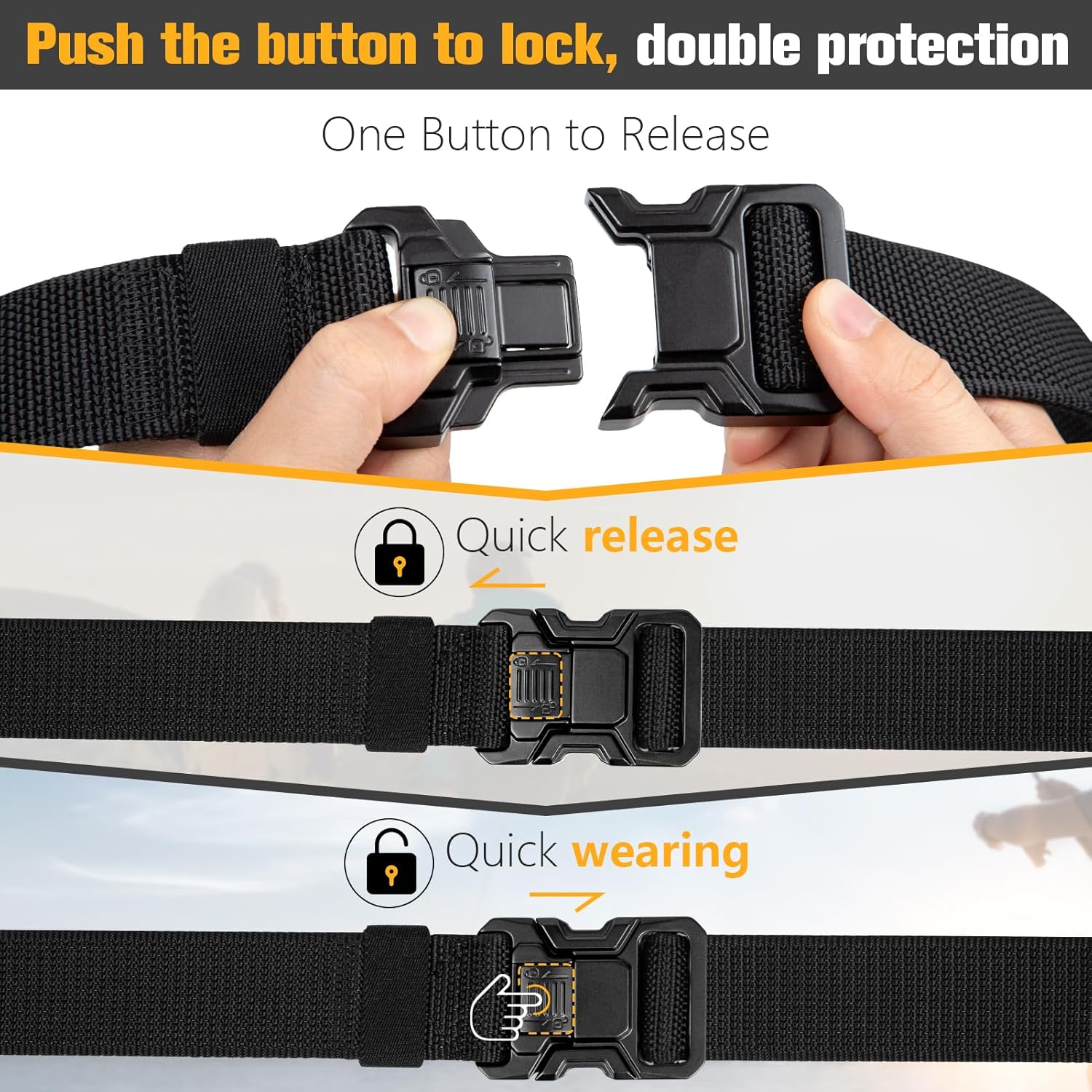 Tactical Belt, Quick Release Belt Buckle 1.5" Nylon Belt, Heavy Duty Seatbelt Buckle with Dual Slot Protection System, Duty Belt Special for Police and Fire Agencies - Image 2