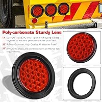 Vista 6 de LINKITOM Luces redondas de remolque de 4 pulgadas, 24 luces LED superbrillantes de freno/trasera, IP67 impermeable, certificado DOT para remolques