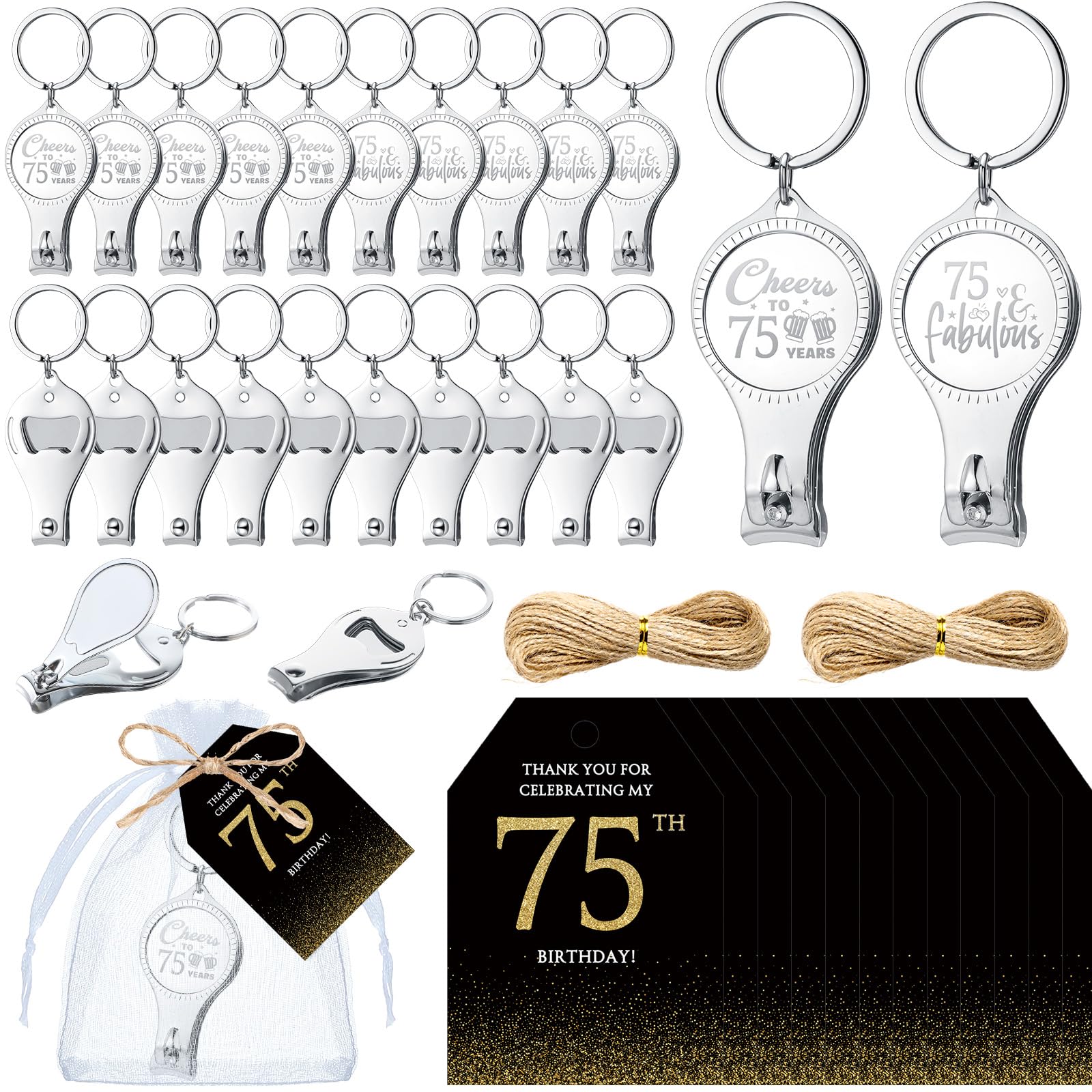 Photo 1 of Zeyune 75th Birthday Bottle Opener & Nail Clipper Favors (50 Sets)