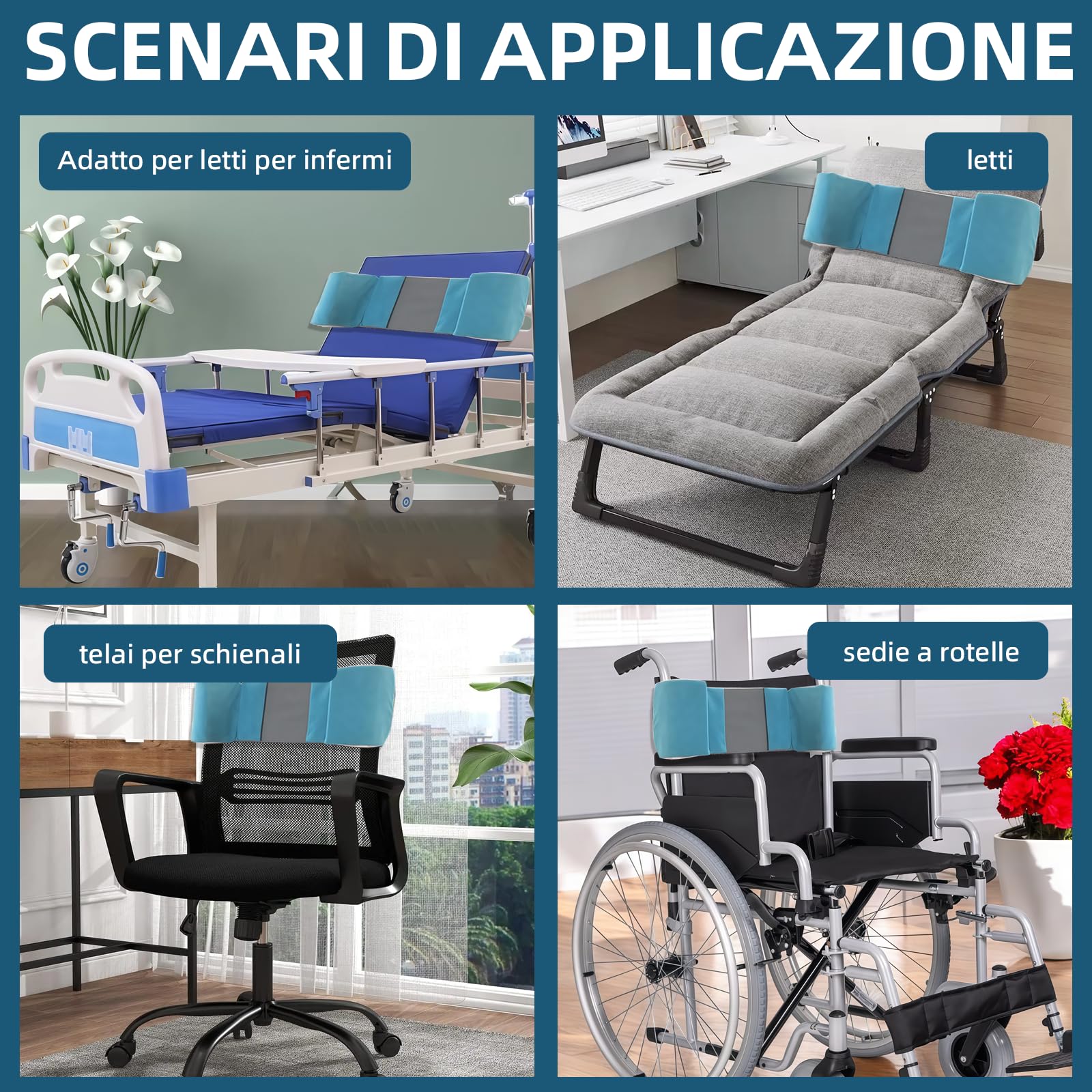 Cuscino di supporto laterale regolabile per sedia a rotelle, chiusura antiribaltamento universale, rivestimento antidecubito, supporto di posizionamento laterale e aiuto di sicurezza per sedie