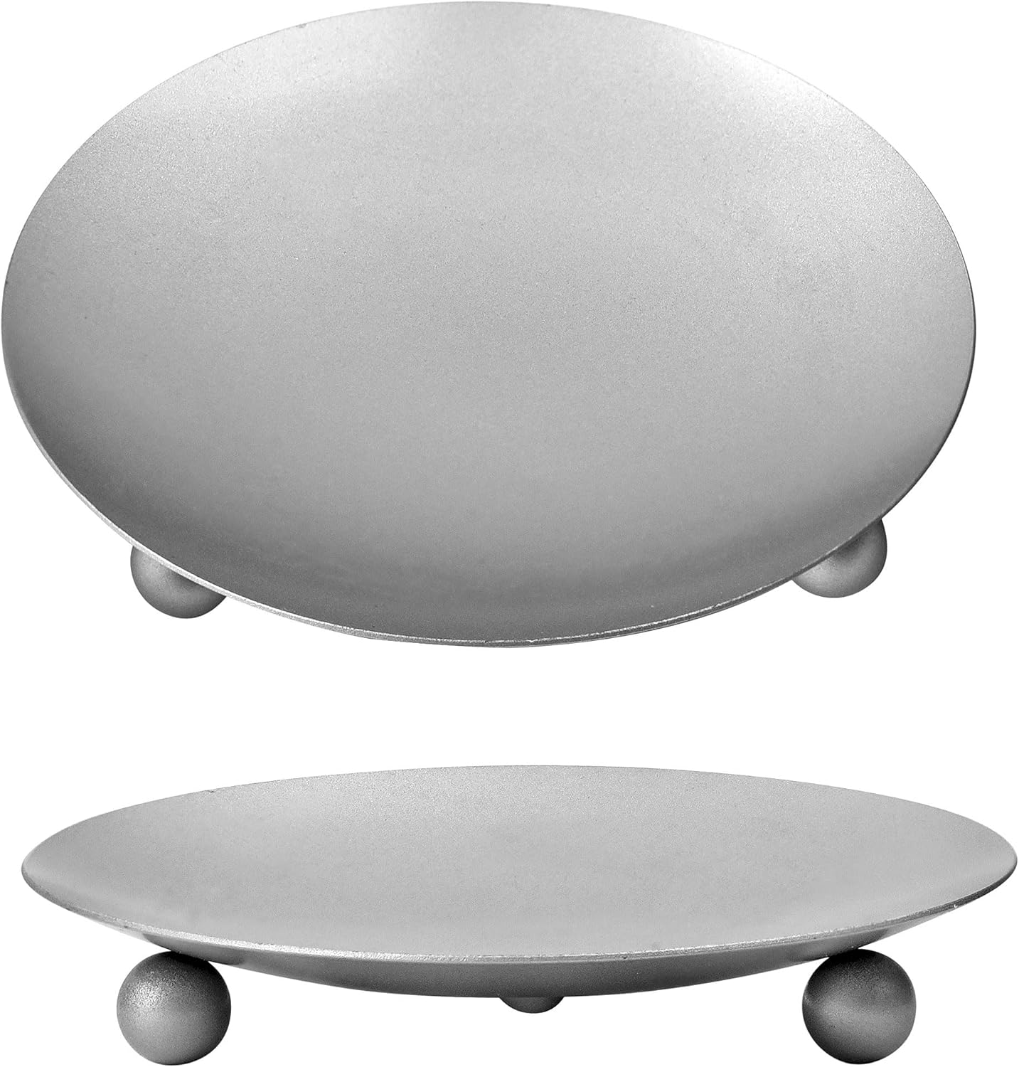 FiveSeasonStuff 2 Set Black Plated Iron Saucer Vintage Candle Holders with Handle for Taper Wax Candlesticks