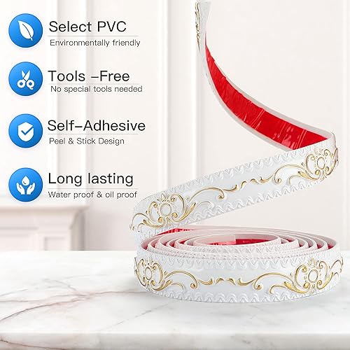 Miniatura 4 de 5M PVC decorativo línea suave autoadhesiva marco de puerta de papel bandas de borde pegatinas de pared impermeable correa de techo decoración del