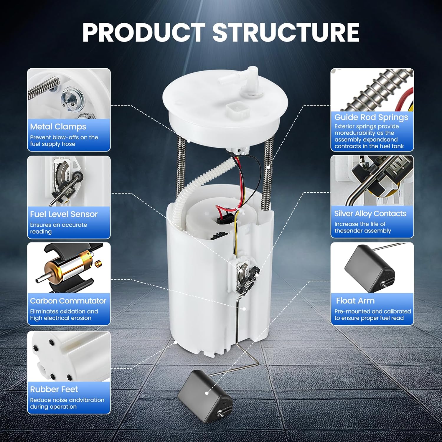 E8859M Eletric Fuel Pump Assembly Compatible with Honda CR-V L4 2.4L 2007 2008 2009 2010 2011, Replaces FG0923 P76428M