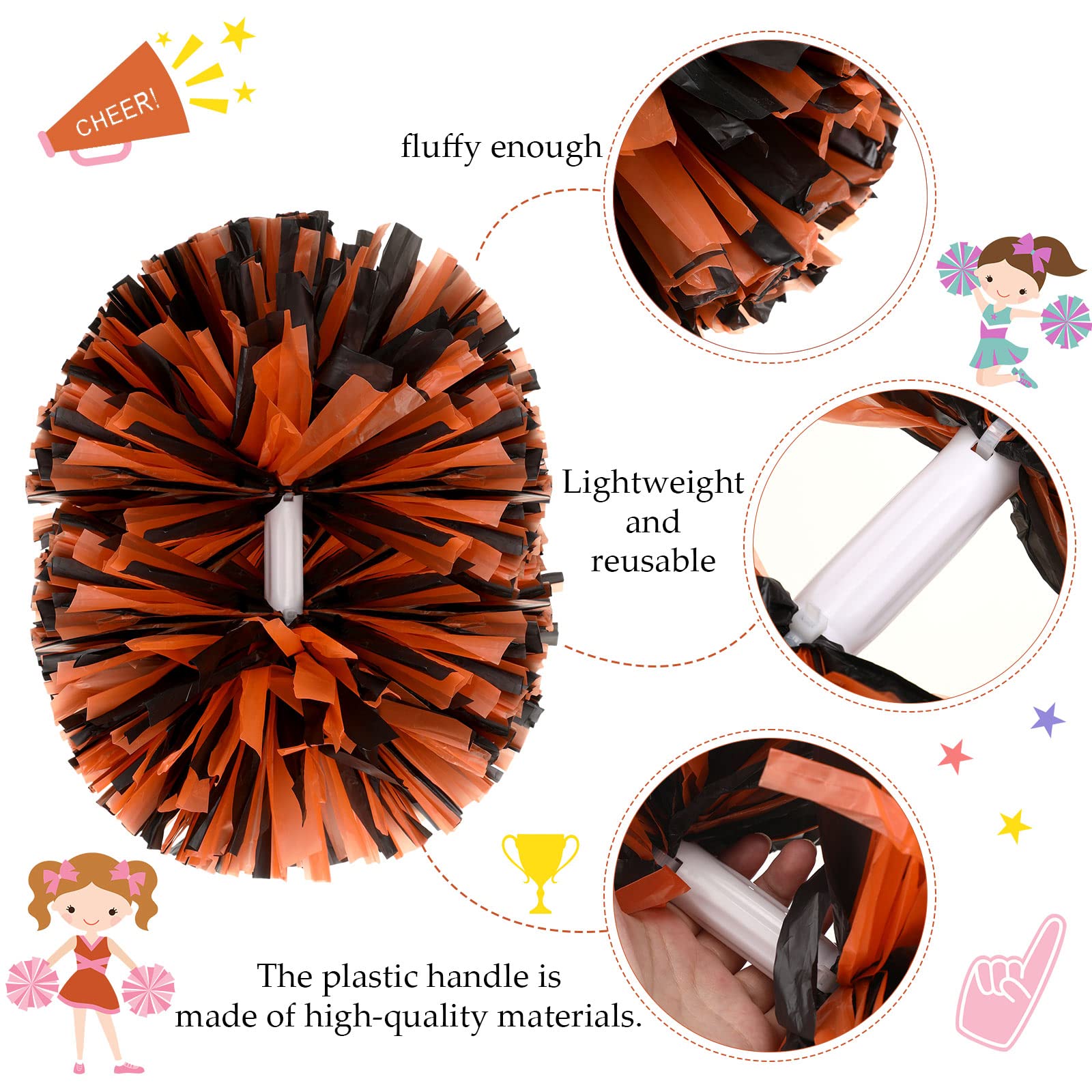 Cheer Baton Rack Dance Performance Poms Hoteam 12 Pack Cheerleading Pom Poms - Metallic ...