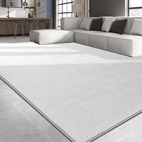Miniatura 2 de Alfombras de área grandes para sala de estar y dormitorio, alfombra blanca de 5 x 8 pies, alfombra shag moderna minimalista, alfombra suave y gruesa