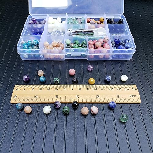 Miniatura 94 de Cuentas de piedra para hacer joyas, piedras preciosas naturales redondas sueltas espaciadoras para pulseras, collares y aretes, Piedra Kit