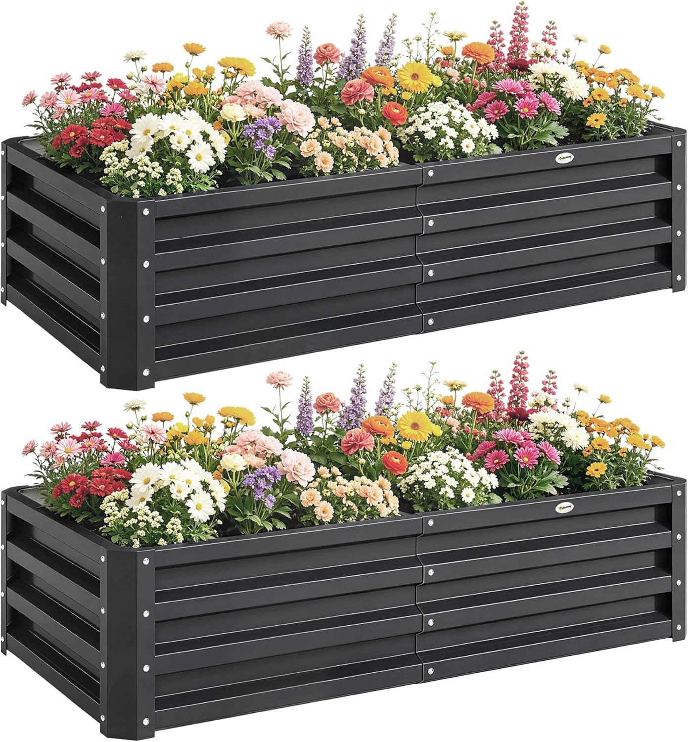 Outsunny Galvanized Raised Garden Bed, 4' x 2' x 1' Metal Planter Box, for Growing Vegetables, Flowers, Herbs, Succulents, Gray