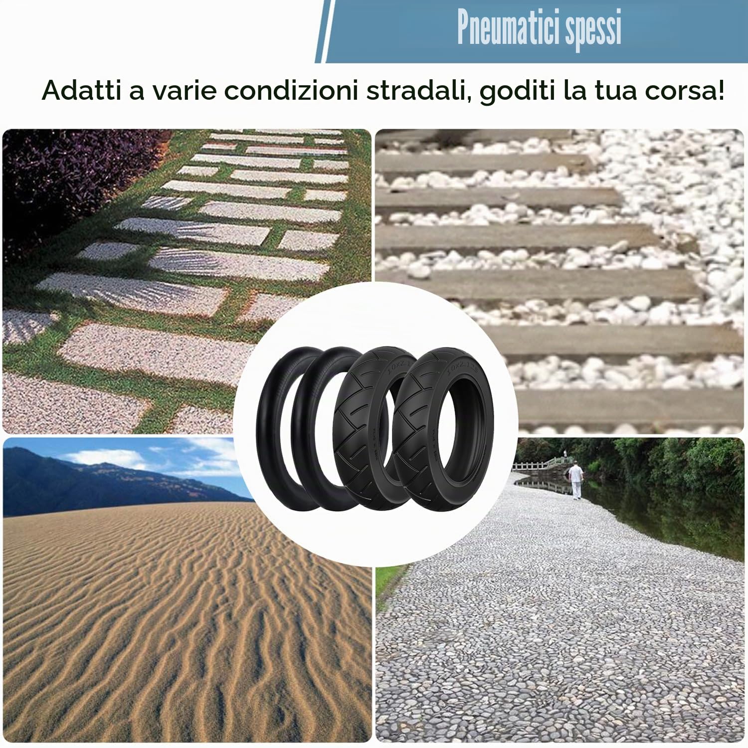 OUXI Gomme Monopattino Elettrico 10x2.125,Camera d aria 10x2 125 2 Ruota 2 Camera d'aria Ruota Monopattino Elettrico 10 Pollici Doppio Spessore con Pneumatici Sostituibile Anteriore/Posteriore