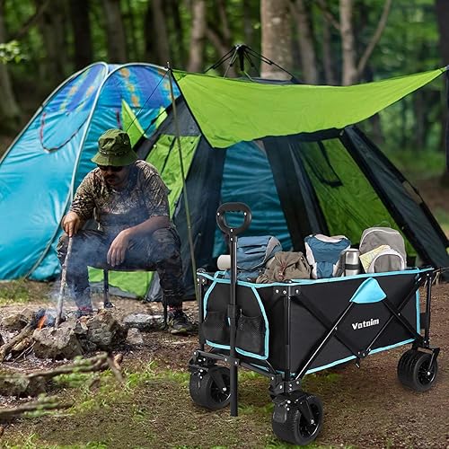 Miniatura 2 de Carros plegables plegables resistentes para jardín, interiores y exteriores, con ruedas grandes, gran capacidad de 280 libras, mango ajustable para