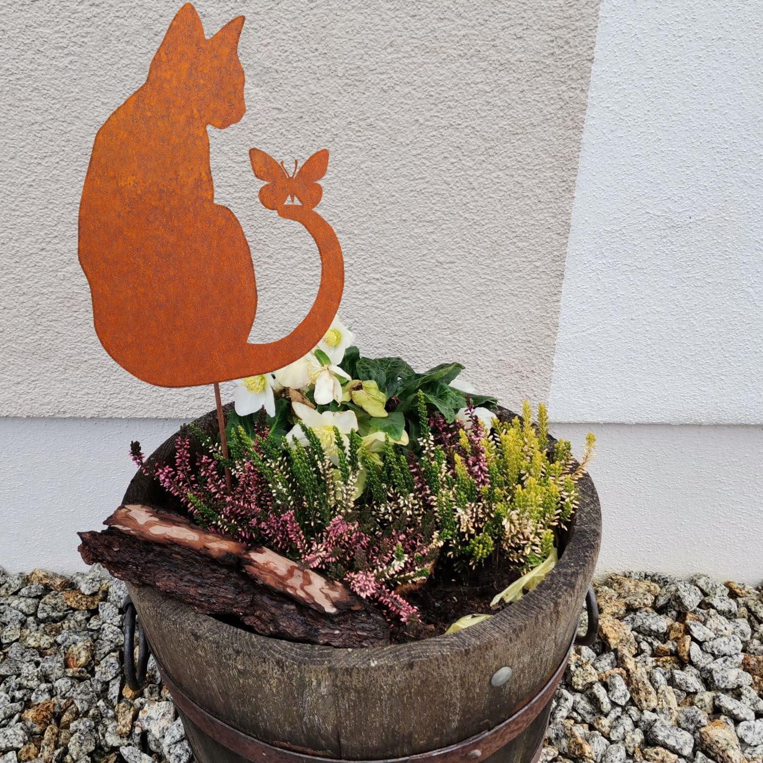 Gatto decorazione da giardino ruggine spina da giardino, spina in metallo arrugginito, decorazione per giardino, terrazza, balcone