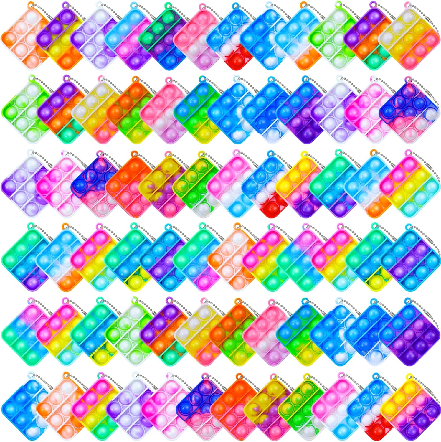 72 Pcs Kids Party Favors Pop Fidget Keychain lt Mini Fidget Toys Bulk for Kids Goodie Bag Stuffers Classroom Prizes It Bubbles Poppers Students Bulk Toys