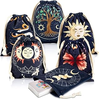 XSYLOHXL Tarot Crad bag and Pouches kit 6 pcs Tarot Deck Holder Storage Gift Velvet Bags with Sturdy Drawstrings Also Suitable for Crystals Dices Witchcraft and Divination Supplies
