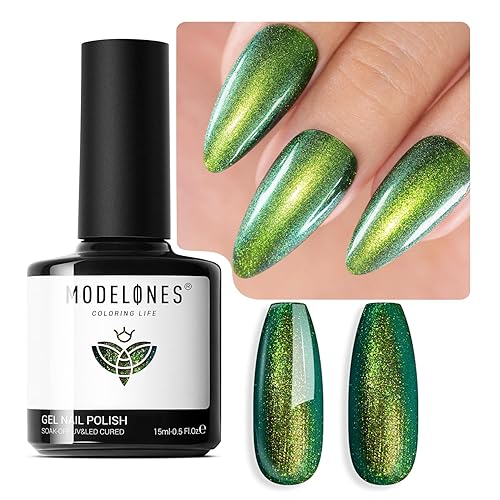 Miniatura 57 de Modelones – Esmalte de gel rosa claro efecto ojo de gato con purpurina holográfica tipo jelly glass, 0.51 onzas líquidas, brillo reflectante