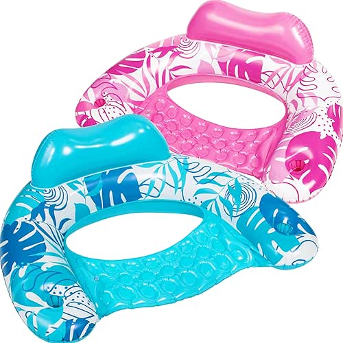 SLOOSH Inflatable Pool Floats Adult,2 Pack Pool Chairs with Cup