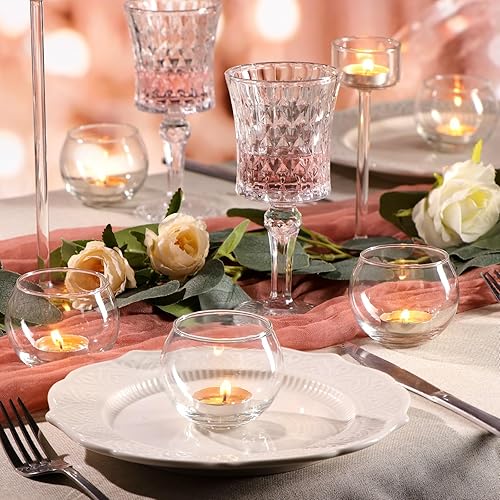 Miniatura 4 de LAMORGIFT 24 portavelas votivas transparentes, portavelas de cristal a granel, bonitos portavelas pequeños jarrones para bodas, compromisos,