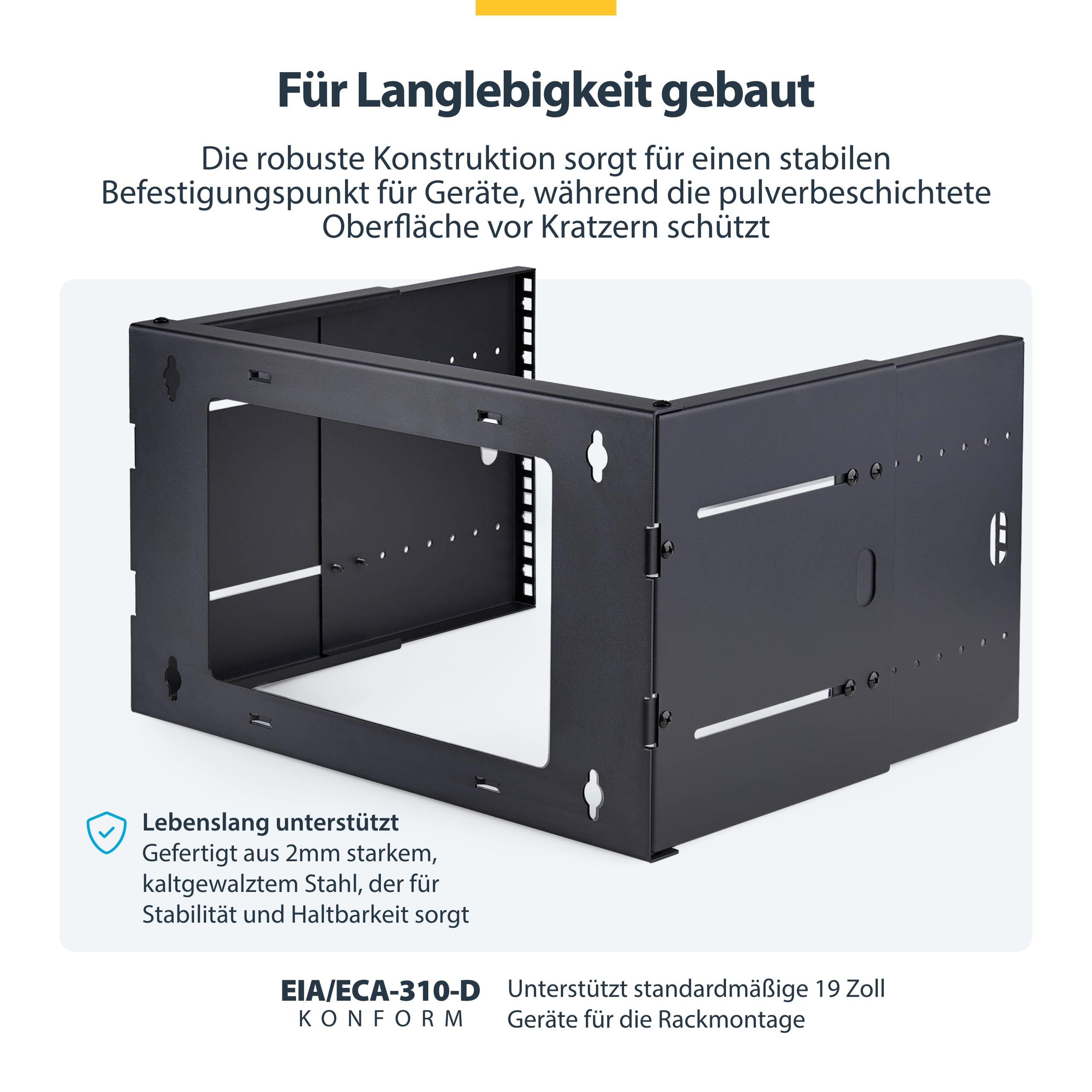 StarTech 2-Pfosten 6HE Wandmontage Rack, 19", 40kg (WALLMOUNT6-HAF) | Serverrack, Schrank, für Server/Daten/Netzwerkgeräte, Fachböden, Patch-Panels, USV, ausklappbar