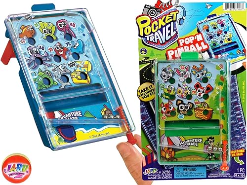 Miniatura 2 de JA-RU Mini juegos de mano retro de bolsillo (paquete de 3 juguetes) Mini baloncesto, juego de pinball de mano y juguete de pesca magnético.