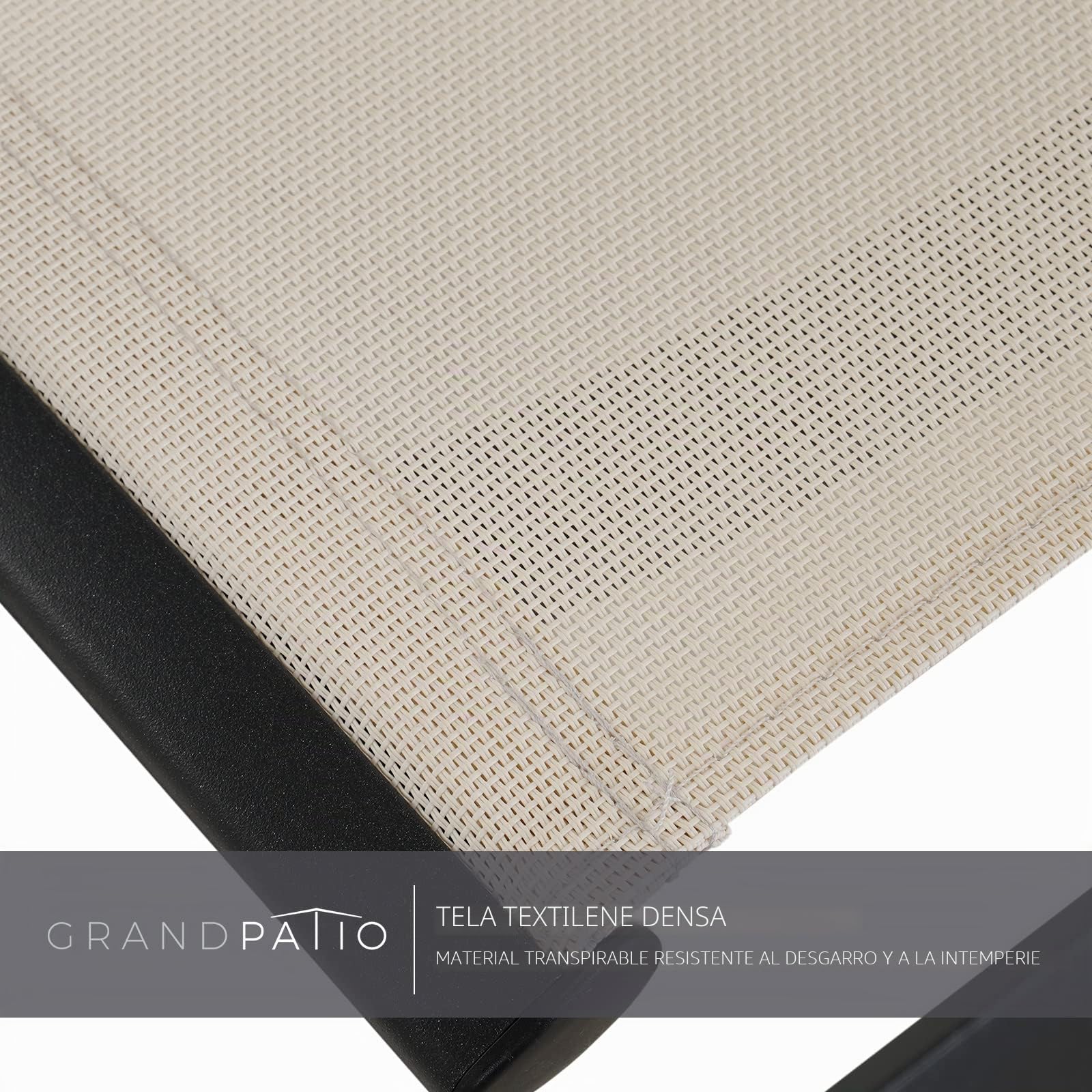 Grand patio Silla de jardín de Respaldo Alto, Plegable Silla de Aluminio, con Reposabrazos Resistentes, Ajustable de 6 Posiciones, Ligera, Portátil, Silla para Interiores (Beige)