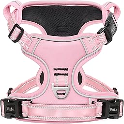 HEELE Pettorina Cane, Imbracatura Sganciata Rapido dal Collo, Pettorina Anti-tiro Riflettente e Regolabile con Maniglia Comoda, Morbida e Imbottita per Cani Piccola Media Grande, Rosa Chiaro M