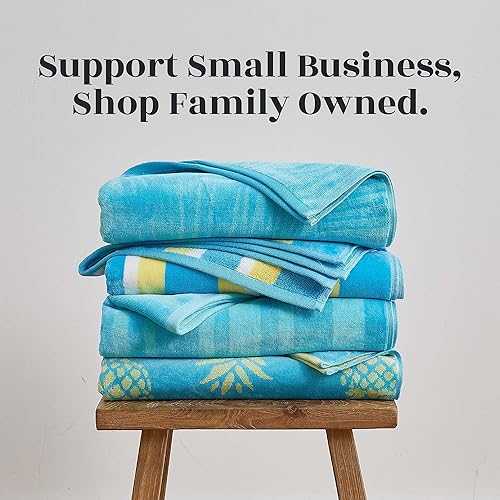 Miniatura 5 de Great Bay Home Toallas de playa 100% algodón, paquete de 2 toallas de piscina azules de 30 x 60 pulgadas para adultos y niños, toallas absorbentes y