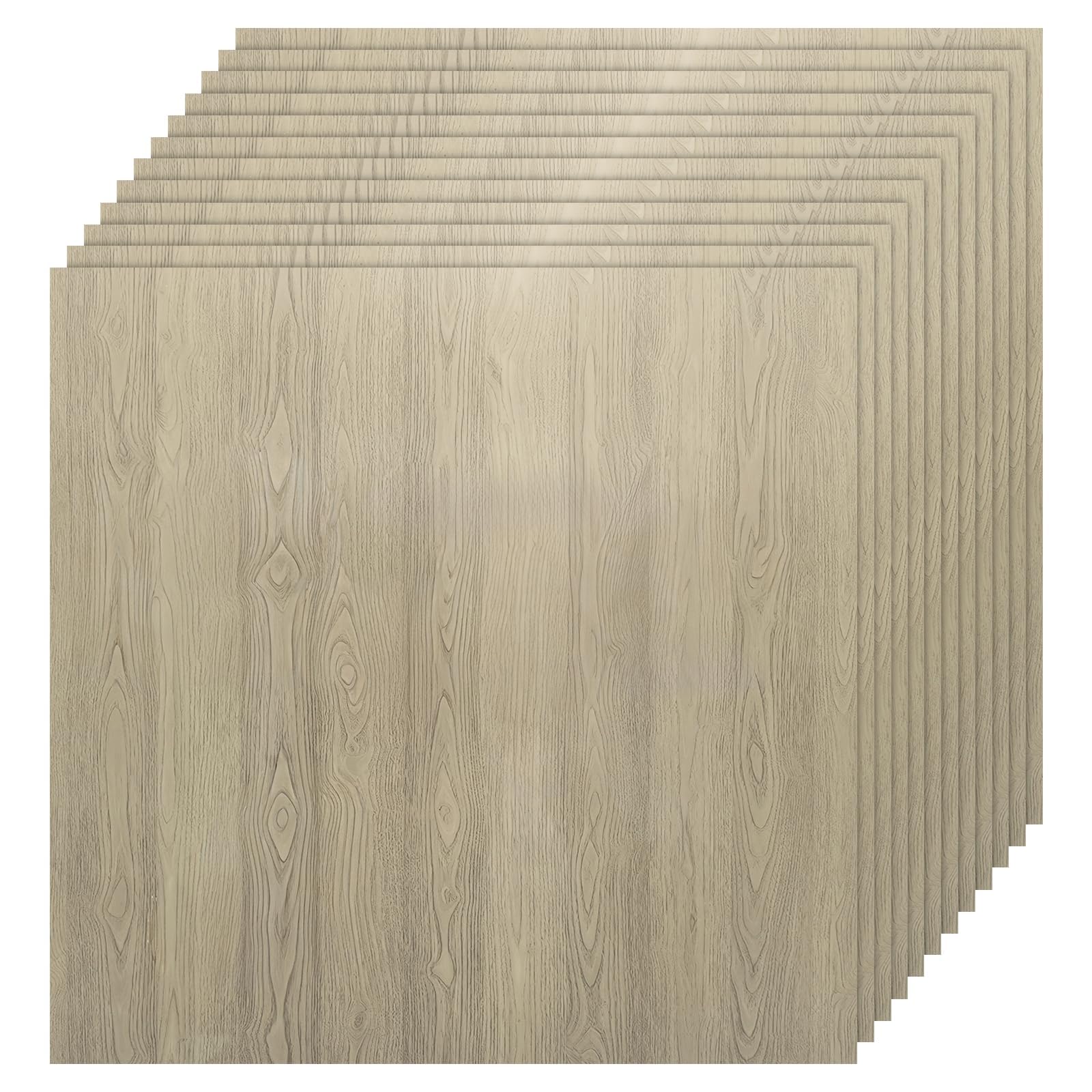 EVERGOODS Self Adhesive Marble Wall Tiles 40 Pack 30x30cm, Peel and Stick PVC Waterproof Wall Panels for Shower, Kitchen Backsplash Stick on Tiles for Bathroom, Living Room (40PCS Grey Wood Grain)