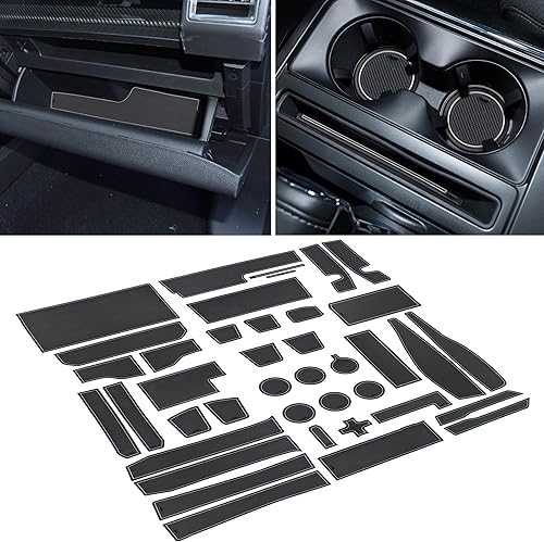 Miniatura 17 de SENSHINE Para Ford F150 Accesorios 2021 2022 2023 2024 2025 Antideslizante Portavasos Inserto Consola Central Cambio Liner Borde de Puerta Rojo