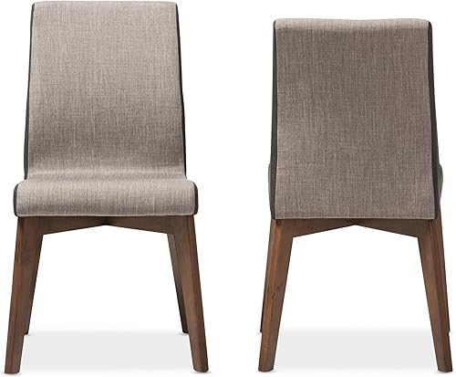 Miniatura 2 de Baxton Studio Kimberly Silla de comedor de tela beige y marrón