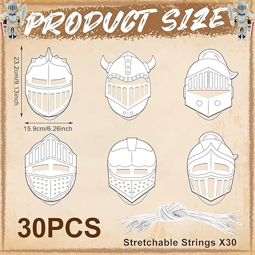 Miniatura 2 de Liliful Juego de 30 cascos de salvación para niños, color a granel, tu propio kit de bricolaje, máscara de caballero de armadura de Dios,