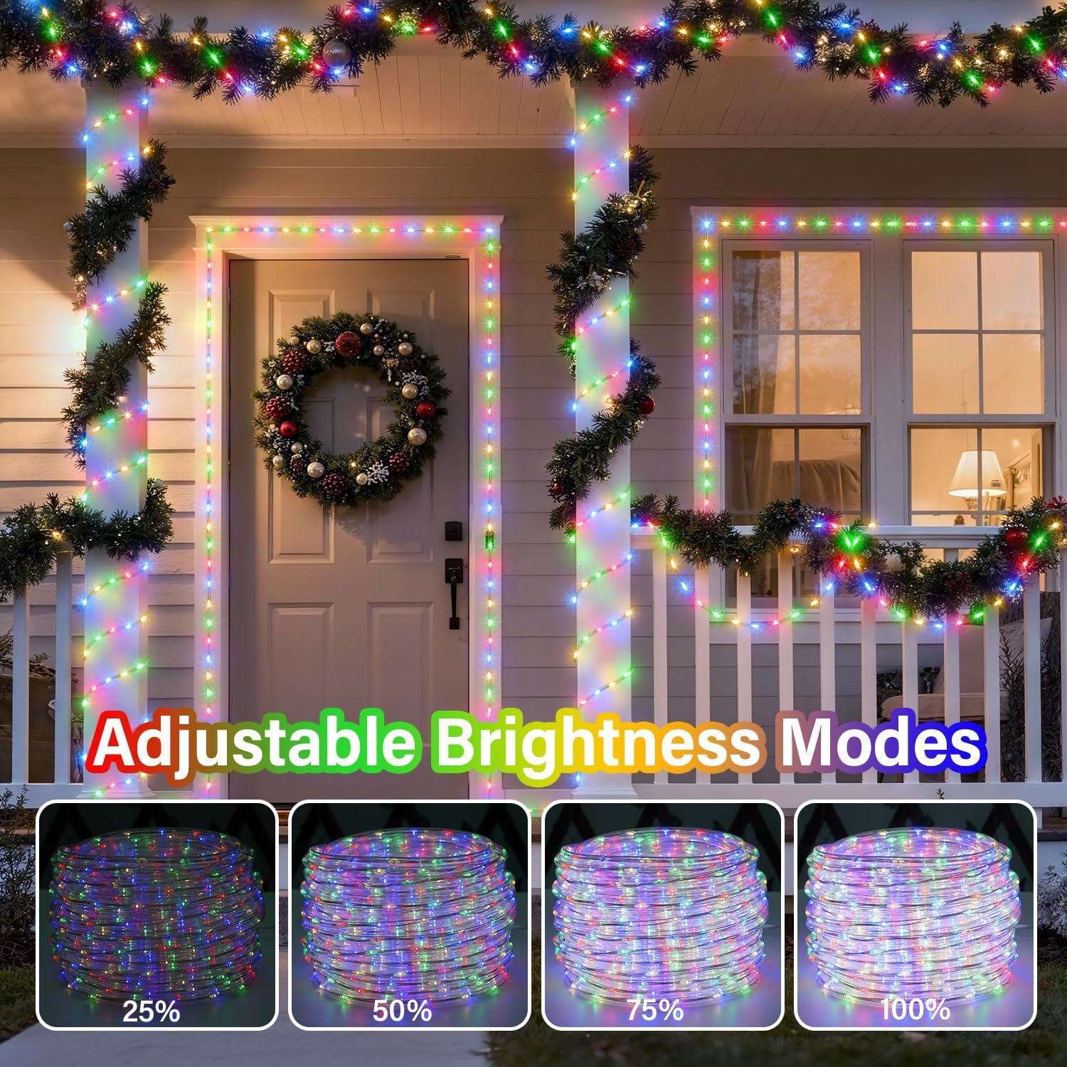 OMIKA Connectable 66ft 800LED Rope Lights for Outside, Multicolor LED Rope Lights Plug in with Remote Timer, 8 Lighting Modes, Outdoor Rope Lights Waterproof for Party, Christmas Decorations