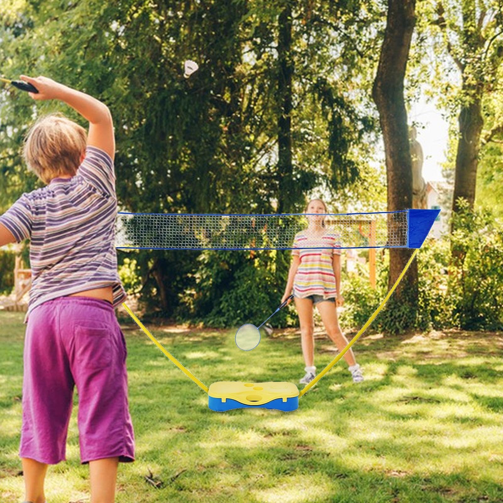 Set completo di badminton - Set da badminton portatile con rete per adulti | Set da badminton da esterno per spiaggia | Giardino, palestra, piazza, cortile