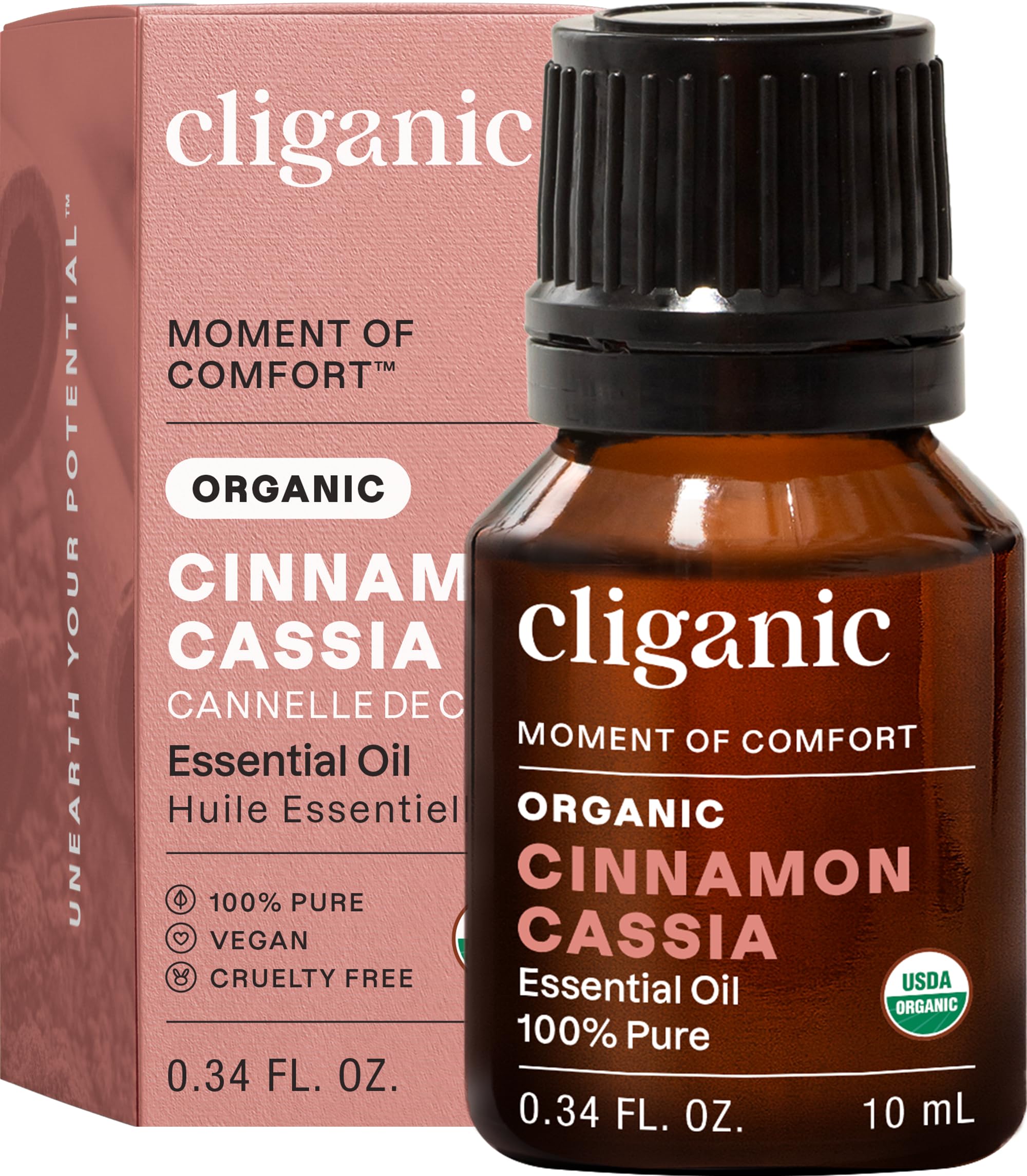 Organic Cinnamon Cassia Essential Oil, 100% Pure Natural Undiluted, for Aromatherapy | Non-GMO Verified (Packaging May Vary)
