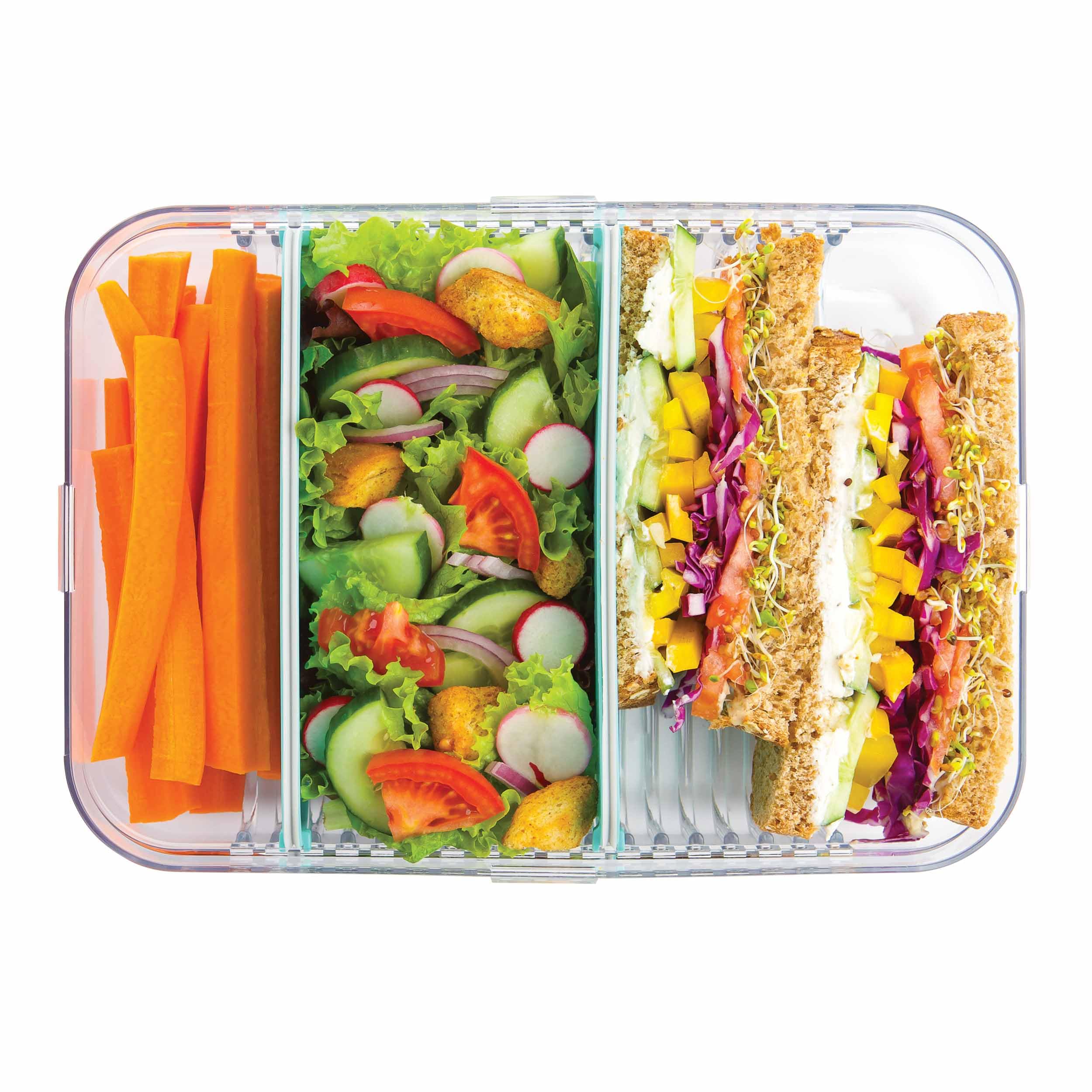 PackIt Mod Lunch Bento Food Storage Container, Mint Green, Shatterproof Crystal Clear Base, with Leak-resistant Dividers and Lid, Microwavable, Dishw - Imported Products from USA PackIt Mod Lunch Bento Food Storage Container, Mint Green, Shatterproof Crystal Clear Base, with Leak-resistant Dividers and Lid, Microwavable, Dishw - Imported Products from USA