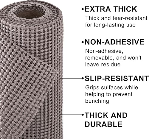 Miniatura 2 de TOROTON Revestimiento de gabinete de estante no adhesivo, revestimiento de estantería de agarre fuerte de 12 pulgadas x 20 pies para armarios de