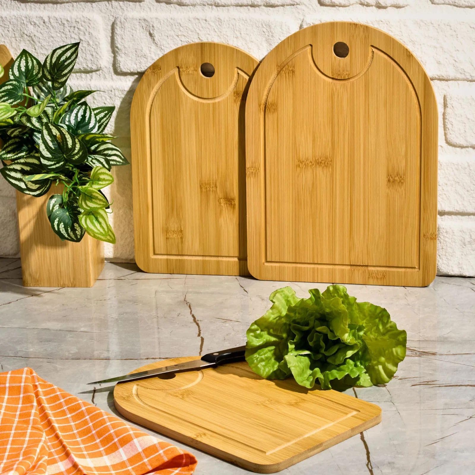 Bambu 3 lü Set Oval Kesme Tahtası Peynir Servis Sunum Tepsi Et Sebze Doğrama Tahtası 3 Adet