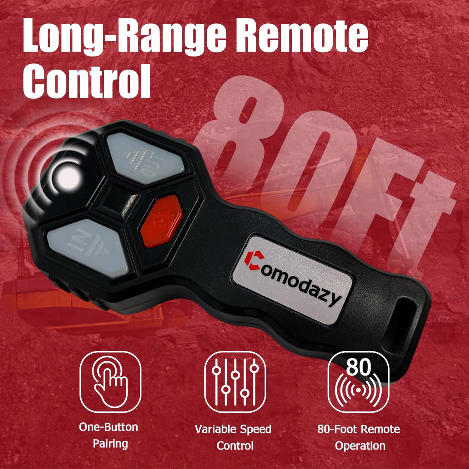 Comdazy 1000LB Battery-Powered Winch with 40FT Synthetic Rope, Compatible with DeWALT 20V Batteries (4.0Ah+), Portable Wireless Remote Control Winch for Lifting & Pulling(Without Battery)