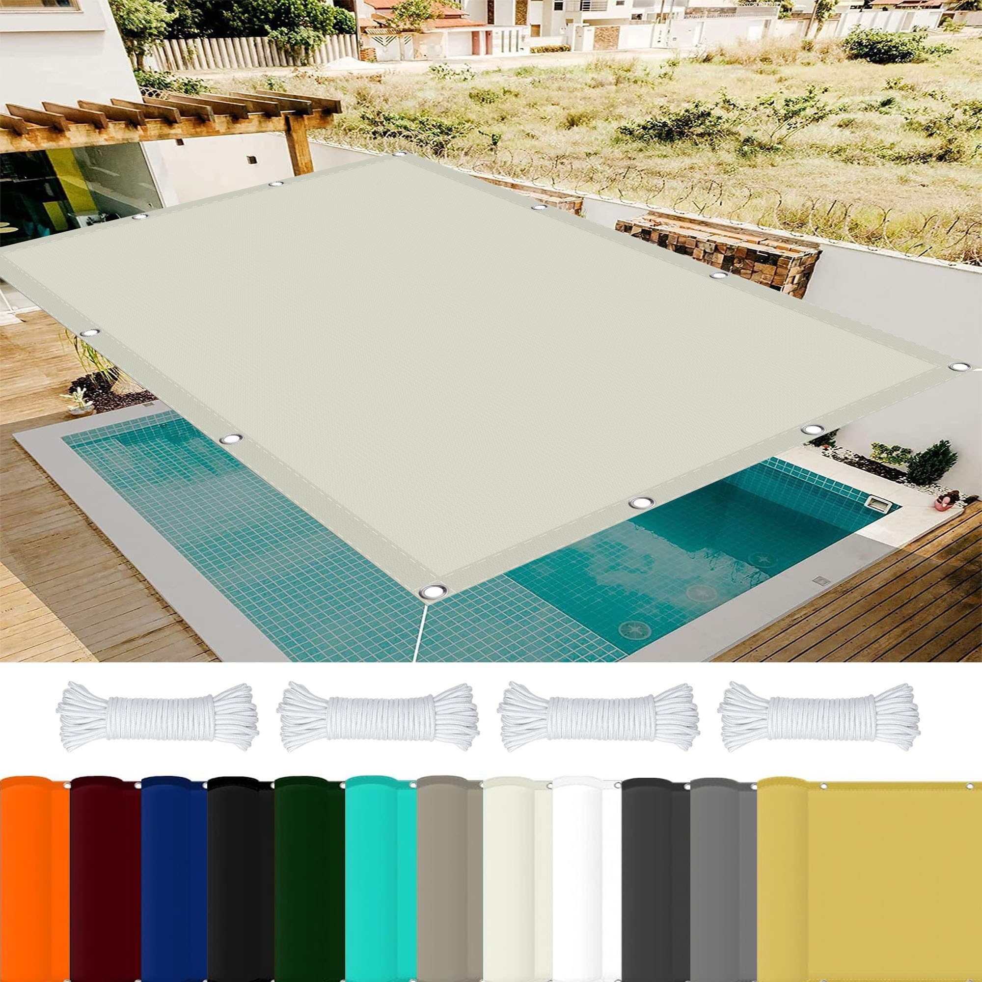 Gazebo Replacement Cover 1.2 x 1.8 m(3.94 x 5.91ft) Waterproof Awning Sunscreen with Eyelets for Outdoors,Party, Patio, Ivory