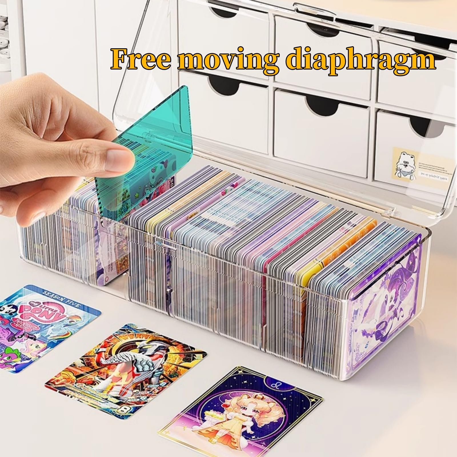 Caja Cartas, Caja para Tarjetas, Game Card Storage Box Deck, Organizador Transparente con Separadores Ajustables, para Tarjetas de Estudio, Tarjetas de Visita, Notas y Tarjetas de Colección