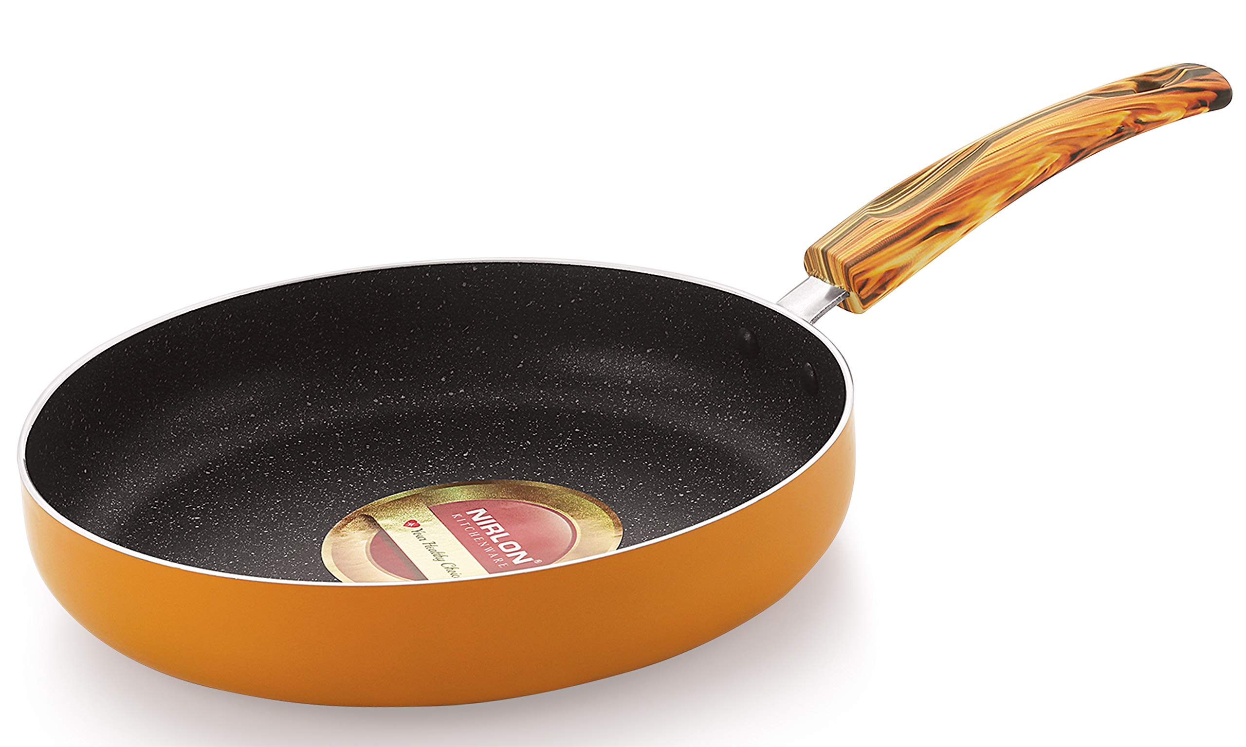 Nirlon Orange Flamy Non Stick Aluminium Non Induction Fry Pan 24cm [Color-Orange]