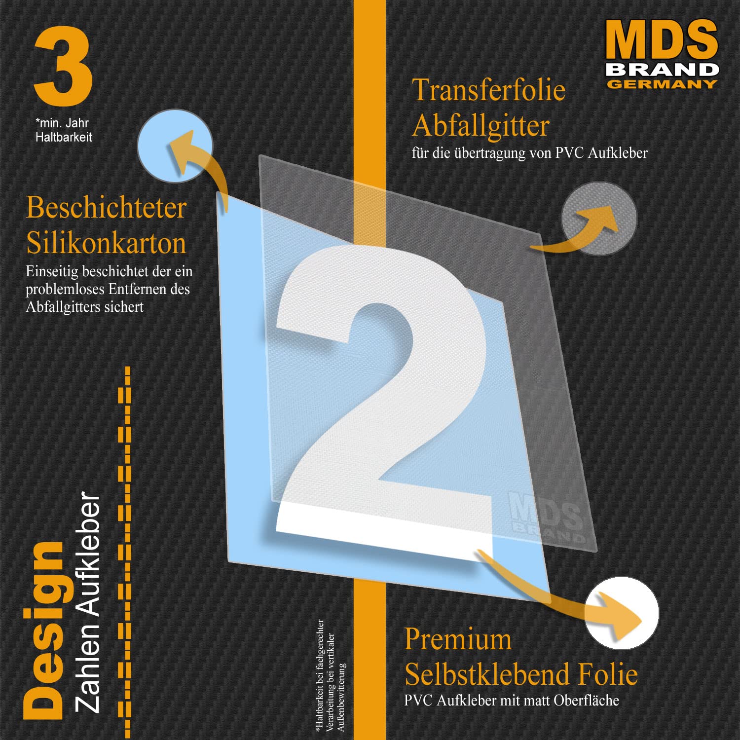 MDS Brand Hausnummern Aufkleber 20cm - Selbstklebende Zahlen Für Außenbereich