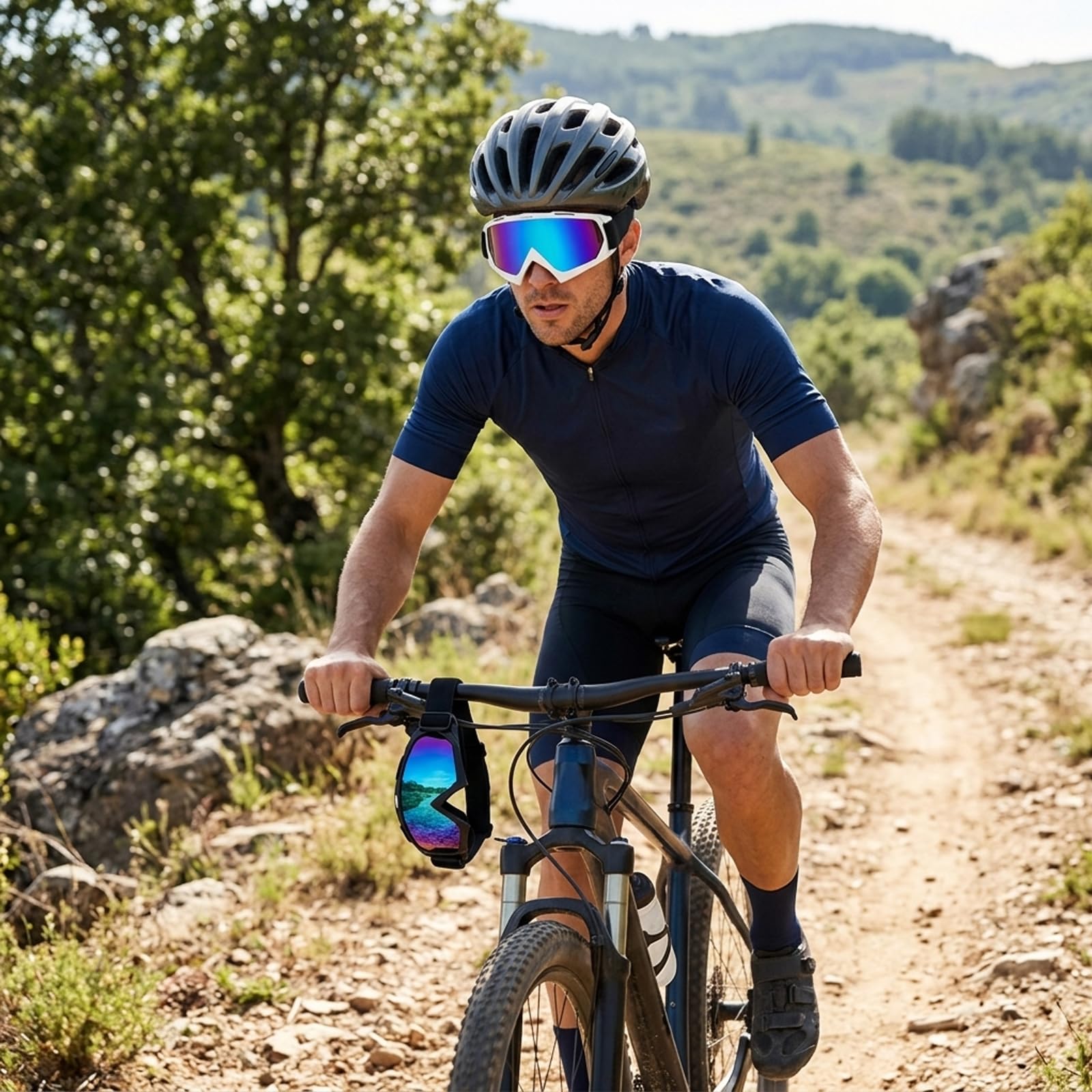 2 Stück Motocross Brille Set, MTB Brille mit weißem und schwarzem Rahmen, Crossbrille für Motorradfahrer und Mountainbiker, Motorradbrille für Brillenträger, Kompatibel mit Cross Helm und Vollvisier