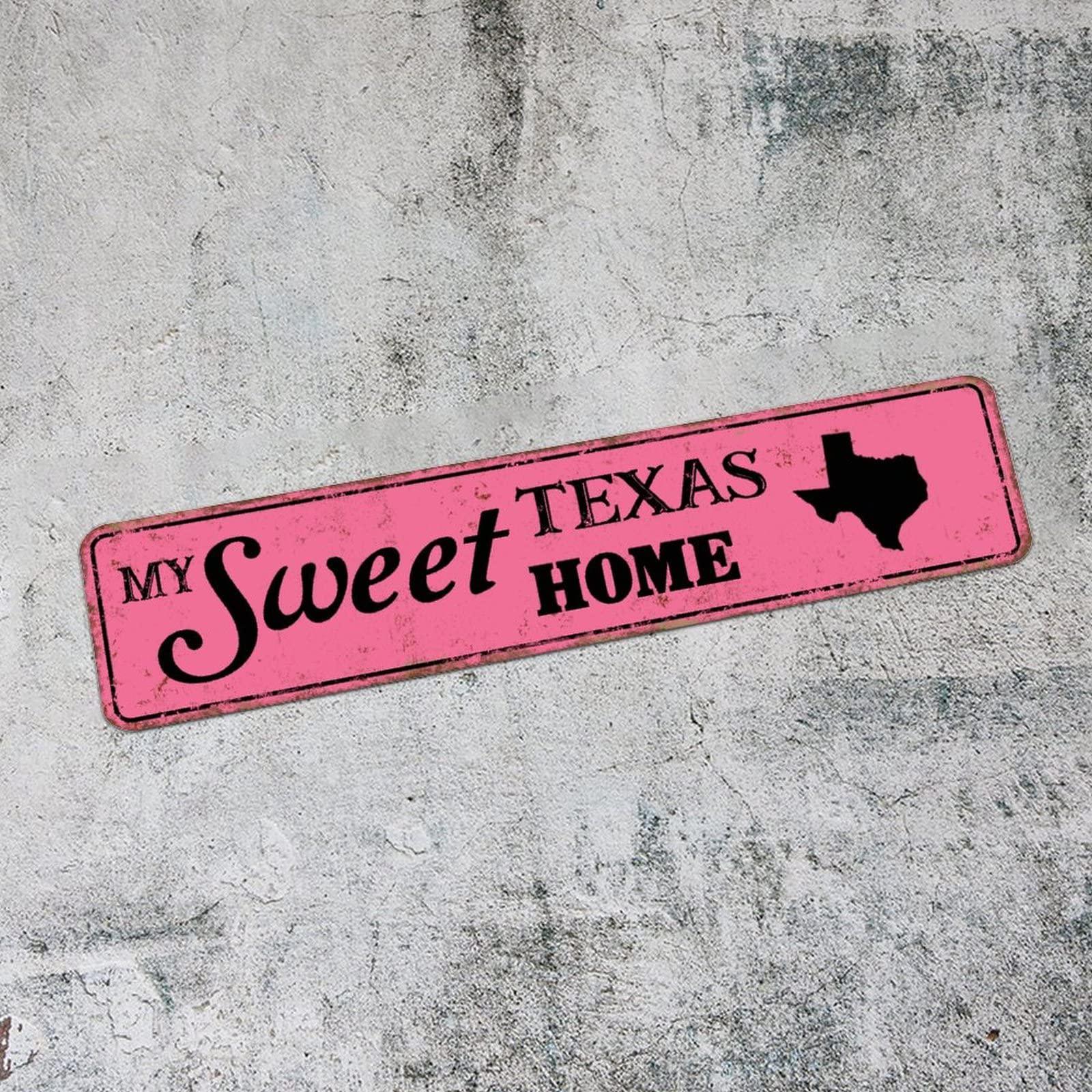 Décoration murale de ferme avec panneau de rue vintage en métal rose