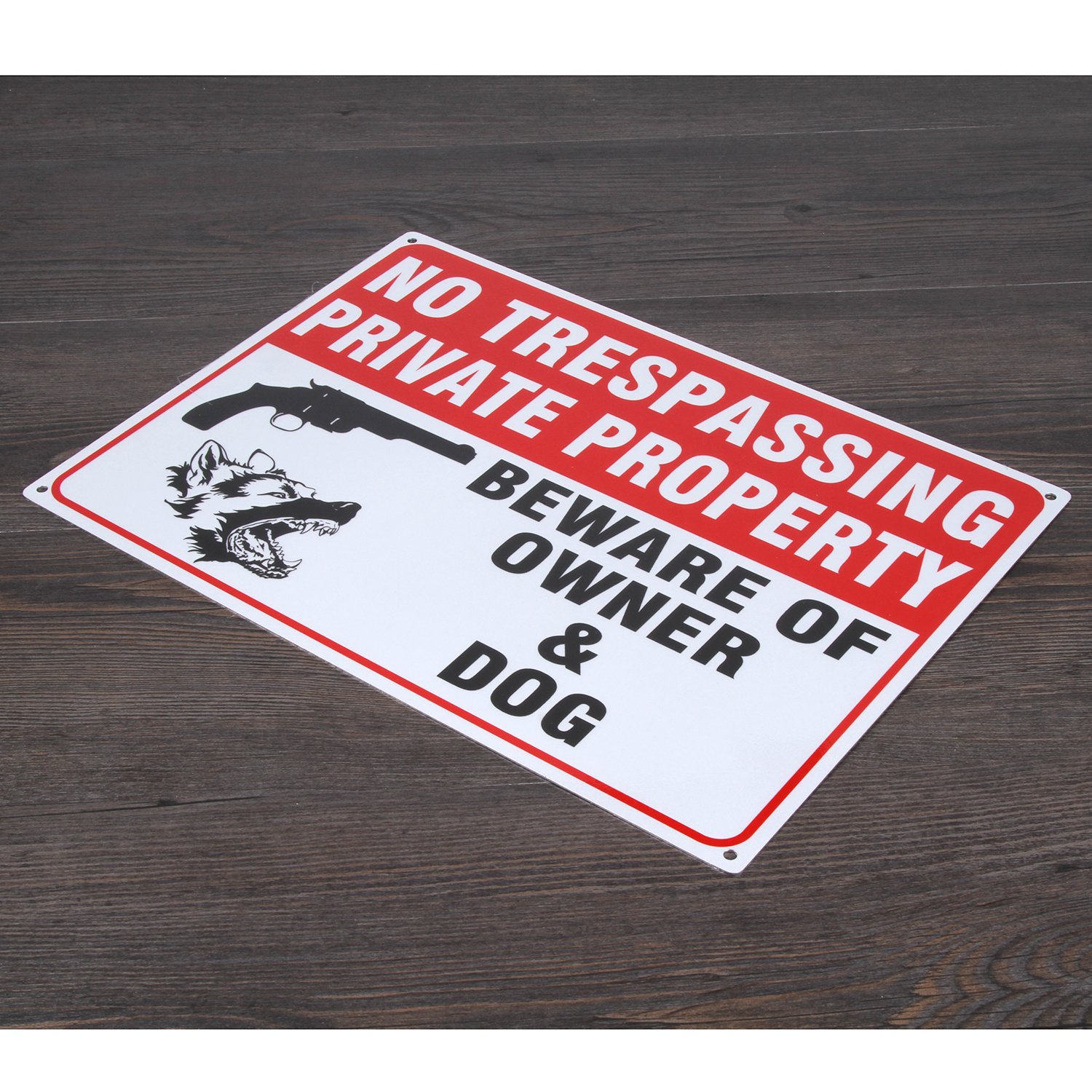 ICObuty No Trespassing Private Property Sign - Gun Dog Beware of Owner and Dog - Aluminum Sign 10x14 .04 Inch UV Printed Reflective