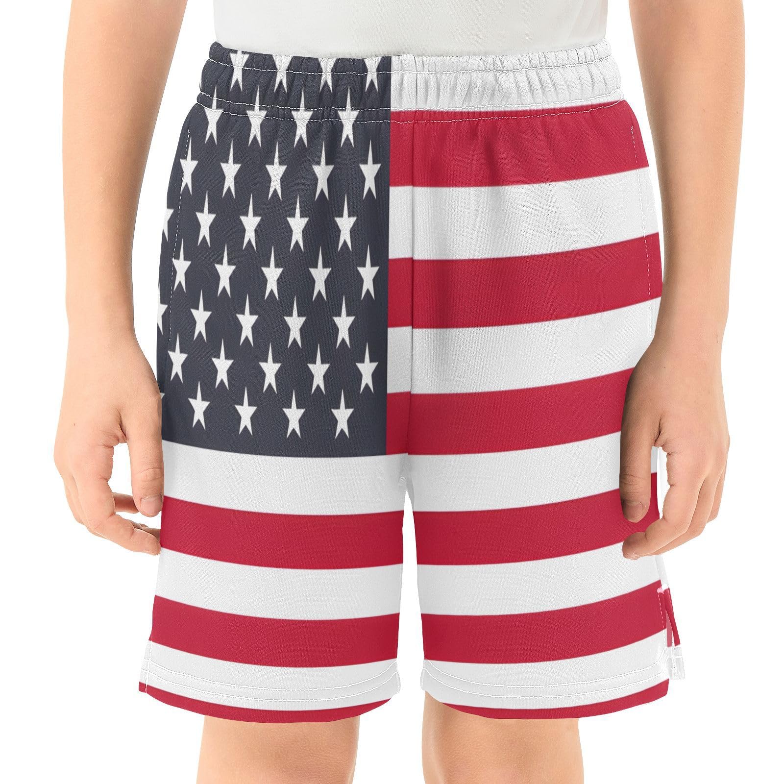 panksolu Us Flag Boys' Shorts Summer Cotton Adjust Pocket Boys Shorts Size 8 Years Multicolor