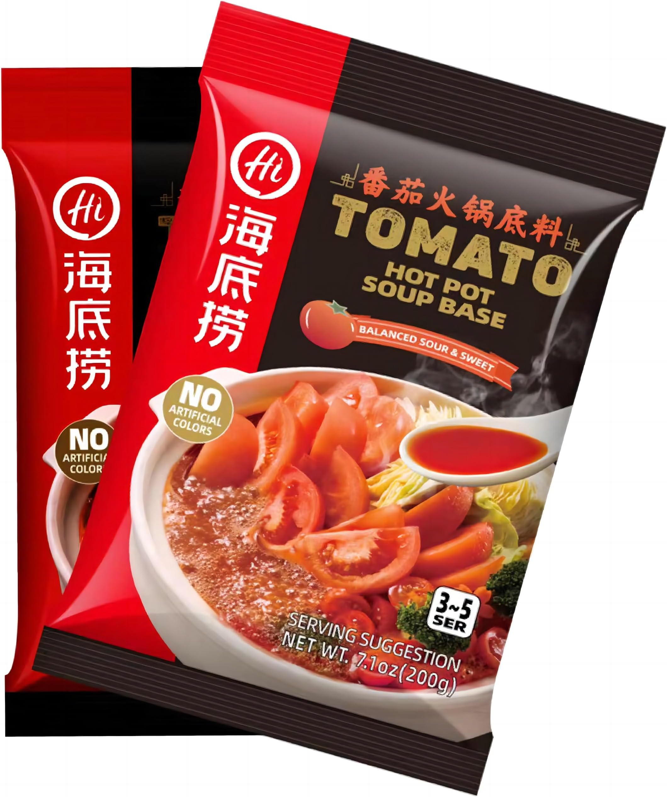 HaiDiLao Hot Pot Instant Base Sauce Tomato Flavors, Ideal For Family Gatherings, Friend Partty, And Special Celebrations(7.1oz, 2Pack)