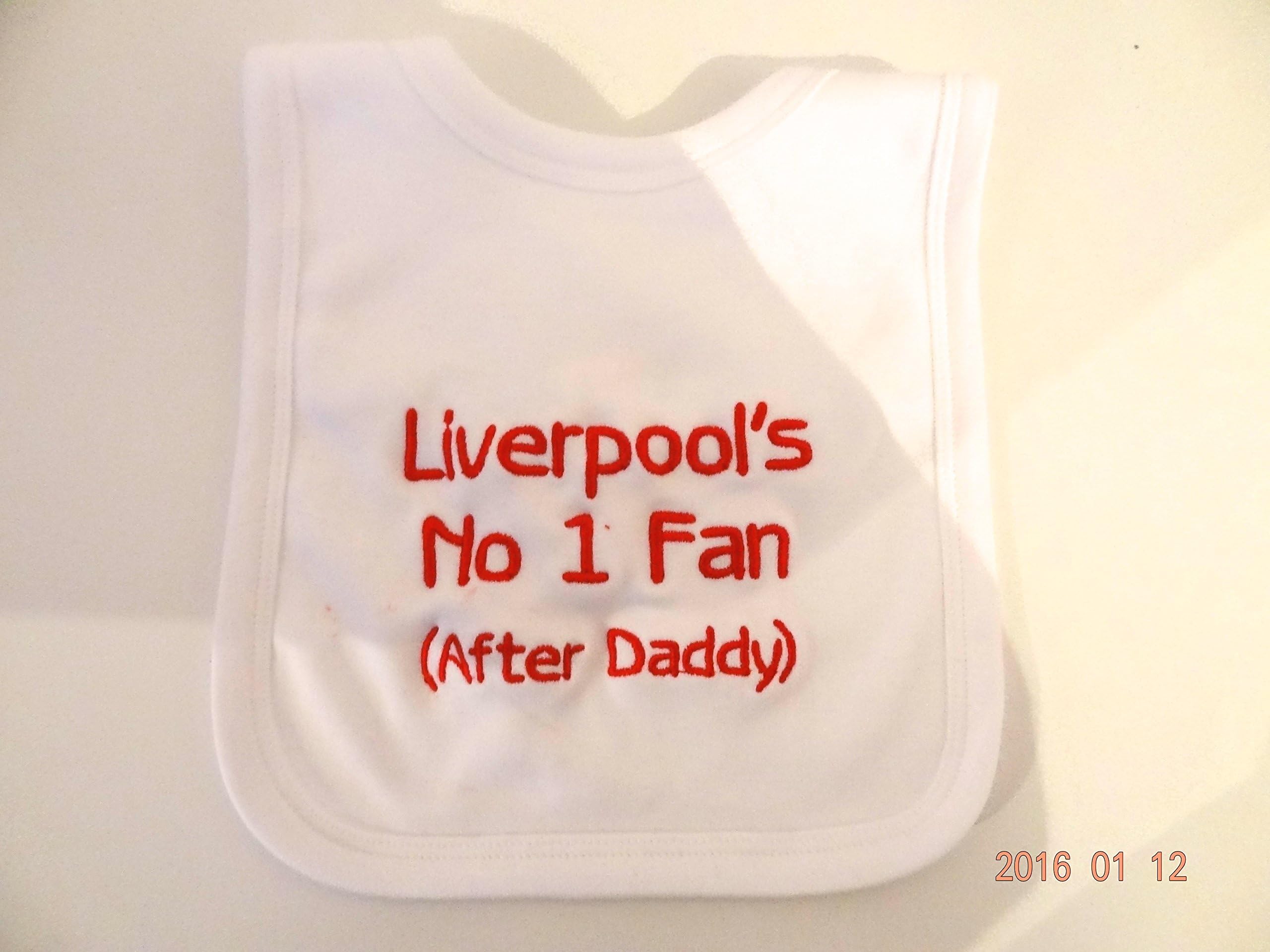 PERSONALISED BABY BIB - LIVERPOOL FUN GIFT - BEAUTIFULLY EMBROIDERED QUICK DISPATCH