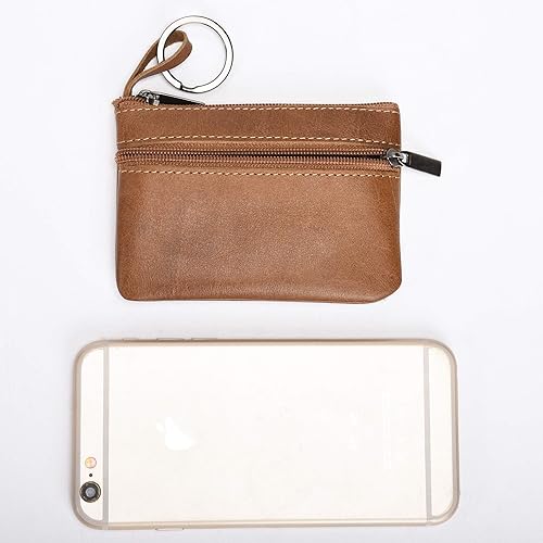 Miniatura 7 de Monederos de cuero genuino para hombre y mujer, con cremallera, monedero delgado para tarjeta de crédito, monedero delgado, monedero, monedero,