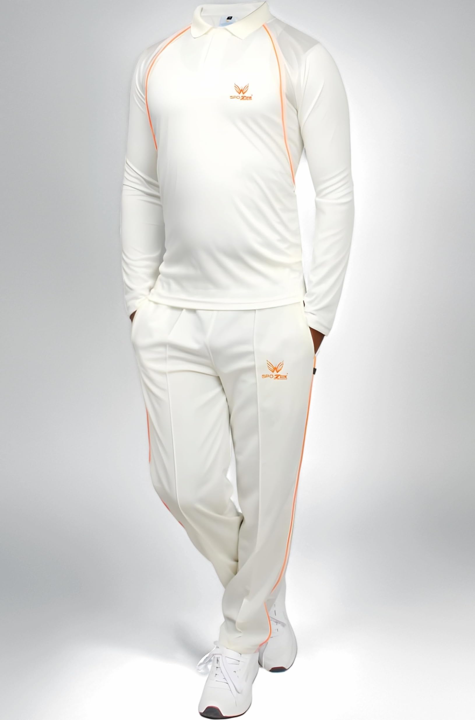Cricket Uniform Dress Set White T Shirt and Trousers, Adult Size, Men's