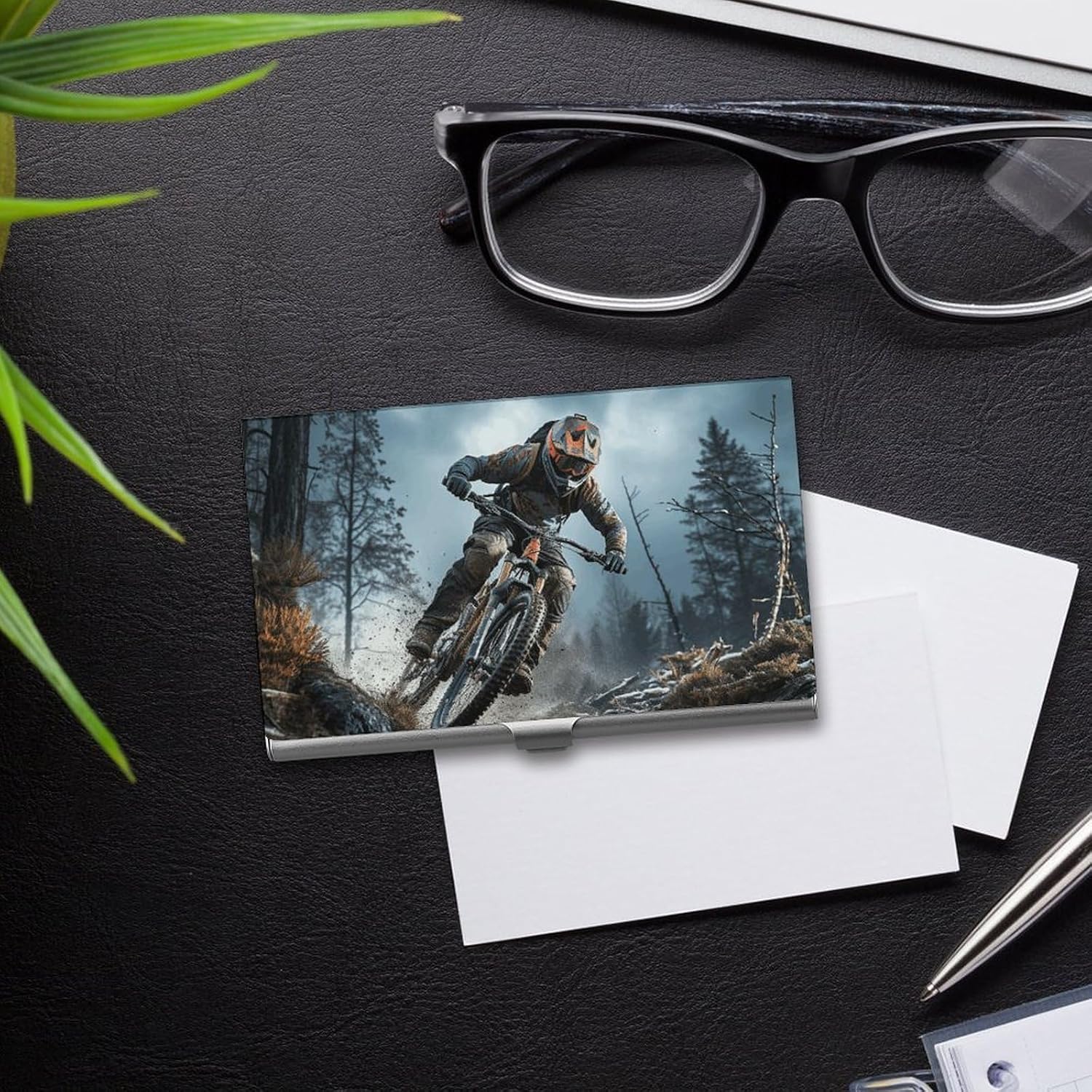 Mountain Bike Tournament Business Card Holder for Men Women